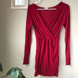 Tobi Red Wrap Bodycon Dress